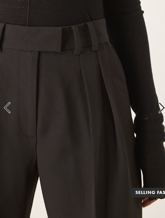ASOS DESIGN tailored belted wide leg trousers with pleat detail in black