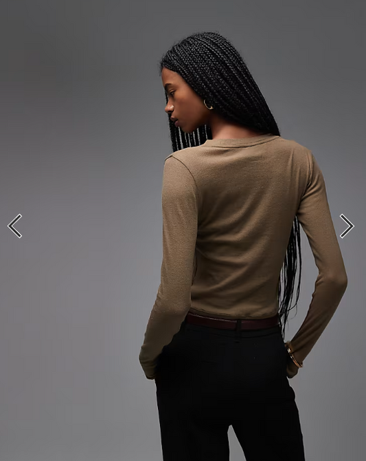 ASOS DESIGN thumbhole detail second skin top in olive