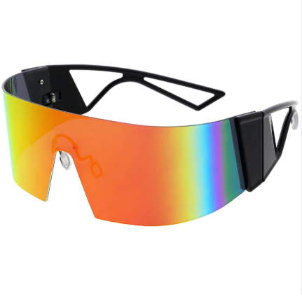 Silver Mirrored Wrap Round Visor Sunglasses