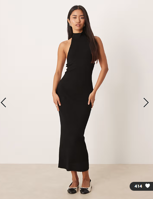 Gina Tricot sleeveless knit turtleneck maxi dress in black