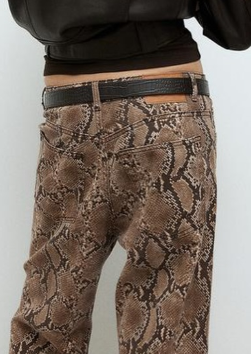 H&M - Wide high jeans - brown snakeskin-patterned