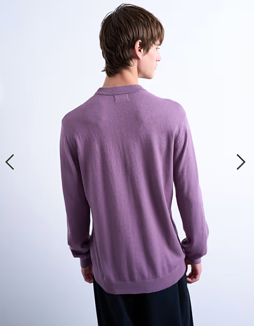 Topman essential knitted crew neck in purple