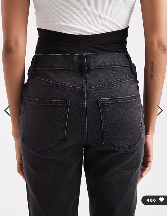 ASOS DESIGN Maternity slim fit comfort mom jeans in washed black