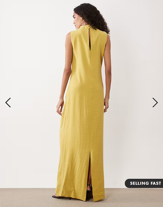 Asos - tall column slouchy hip maxi dress in green