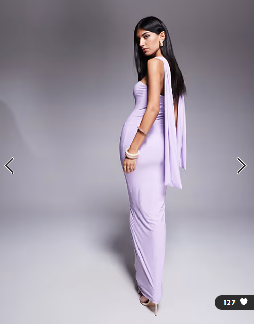 Fashionkilla double sculpted slinky scarf detail maxi dress in lilac