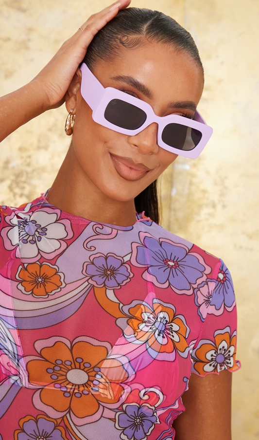 Jeepers Peepers Lilac Rectangular Sunglasses