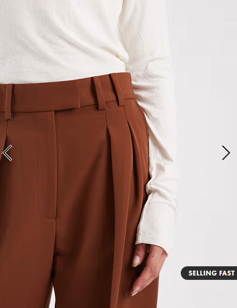 ASOS DESIGN tailored wide leg trousers with pleat detail in caramel