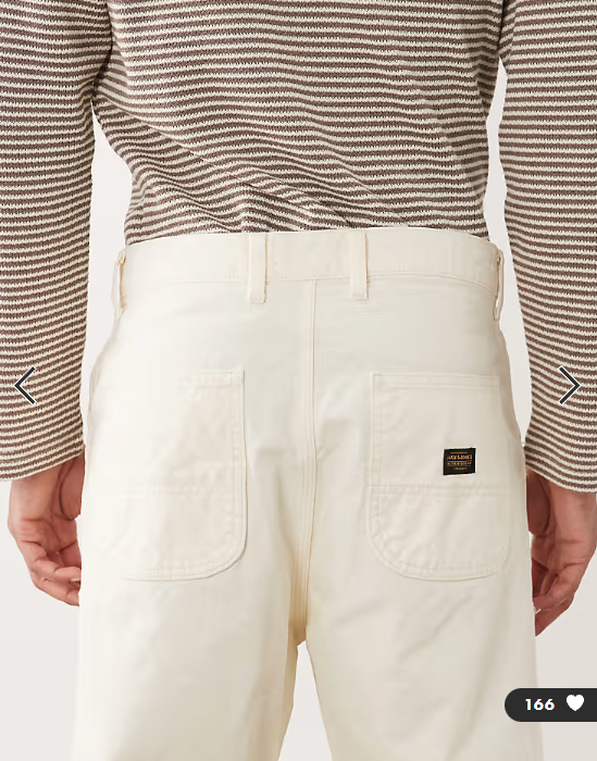 Jack & Jones Alex baggy carpenter trouser in cream