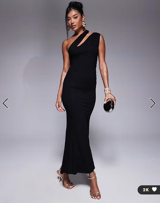 ASOS DESIGN slash one shoulder midi dress with cut out detail in black