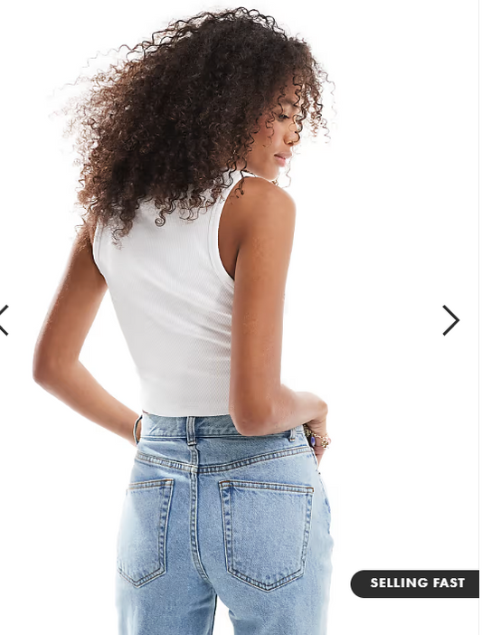 JJXX Fallon ribbed cropped vest top in white