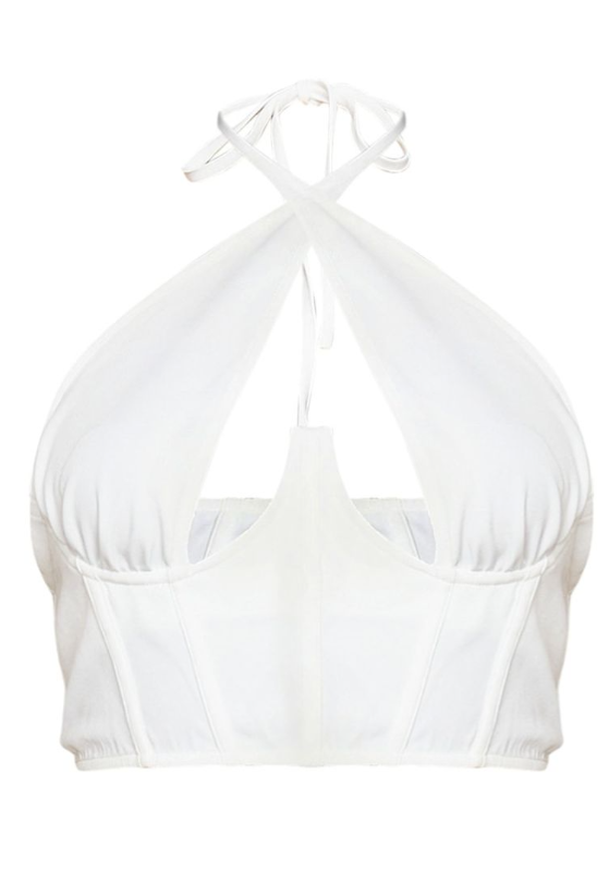 White Woven Underbust Corset Top