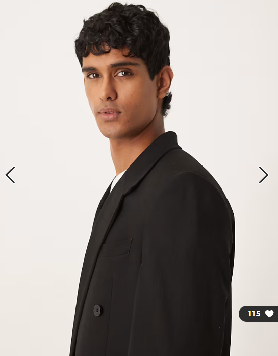 ASOS DESIGN relaxed square shoulder suit jacket in black