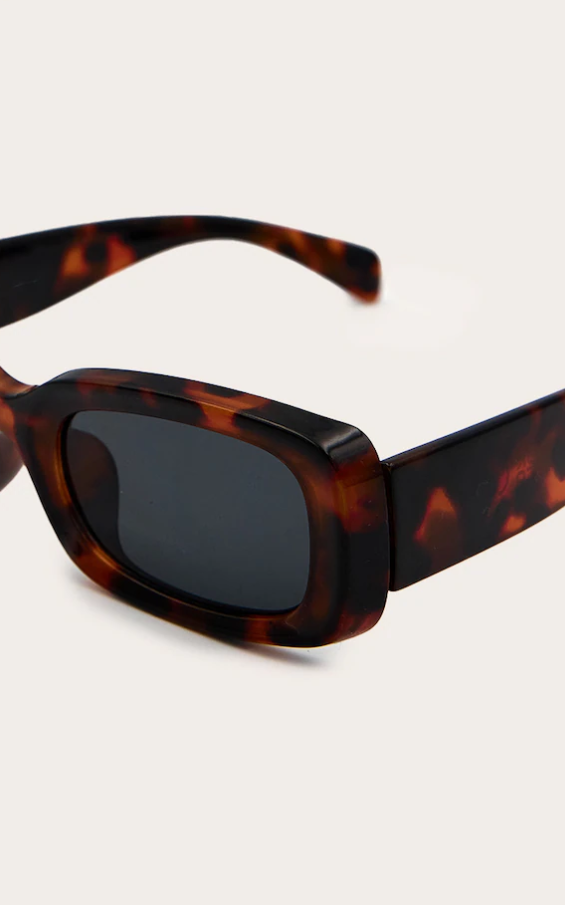 Tortoiseshell Rectangular Slim Frame Sunglasses