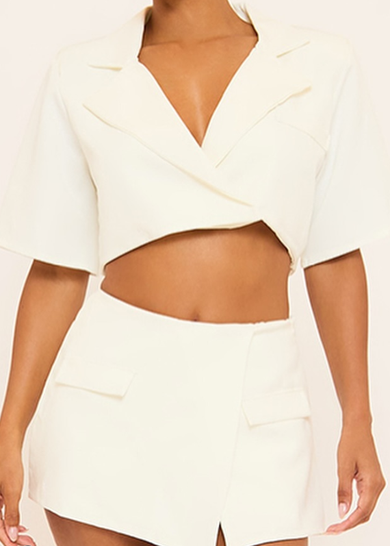 Ego Set - Short Sleeve Cropped Blazer and Skort