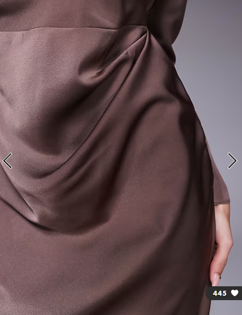 ASOS DESIGN long sleeved high neck pleated bodice midi dress in chocolate
