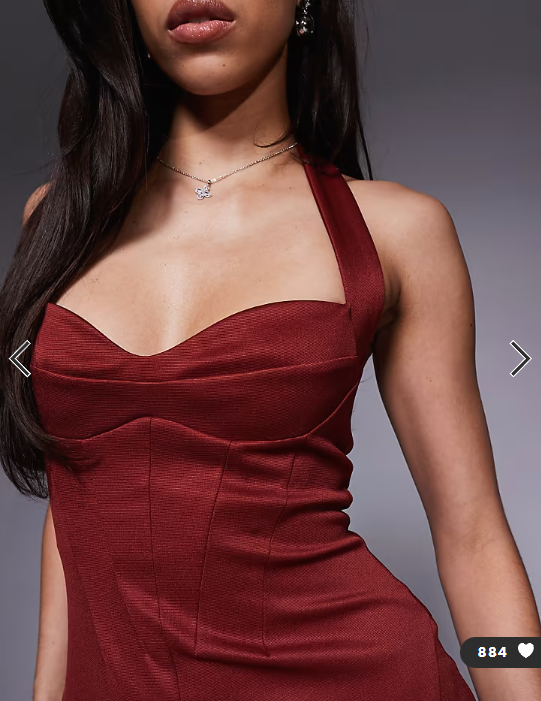 ASOS DESIGN structured corseted midi dress in dark cherry
