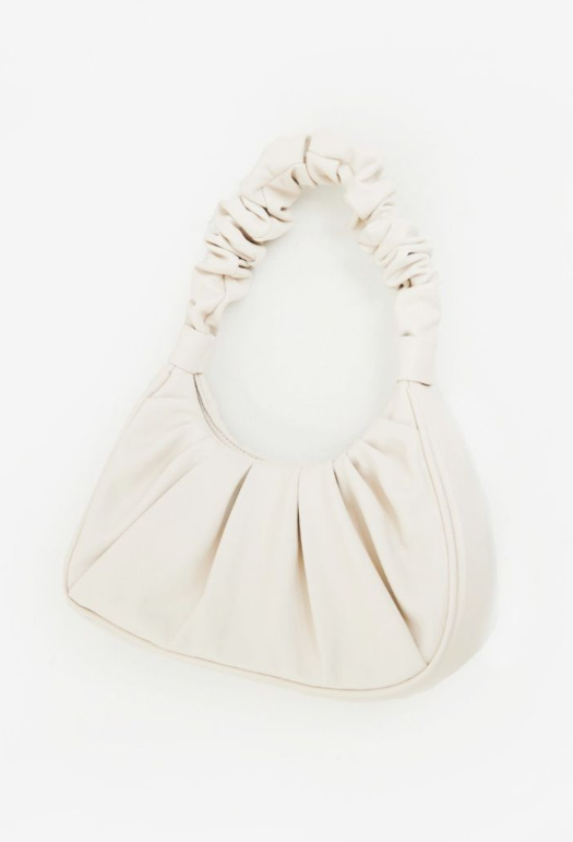 Plt - Cream Rouched Handle Shoulder Bag
