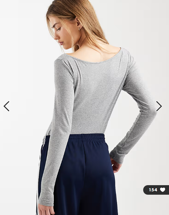 ASOS DESIGN long sleeve twist front bodysuit in grey marl