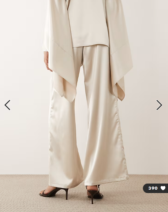 IYAL satin wide leg trouser co-ord in cream