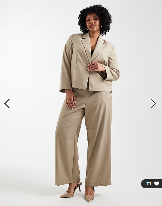 Pieces Curve tailored short blazer in beige