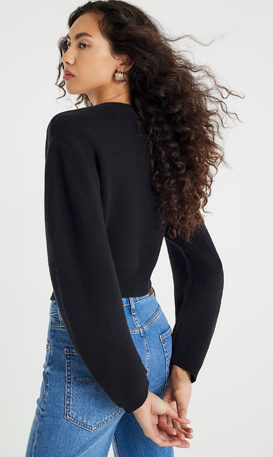 River Island - Structured sleeve Cardigan in black
