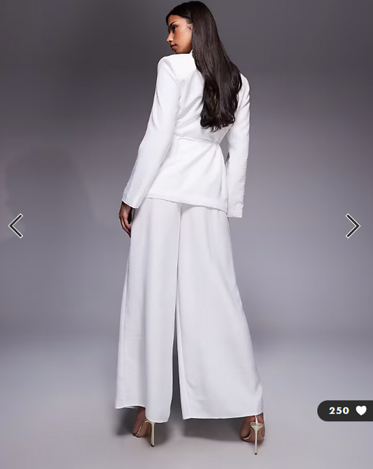 ASOS LUXE co-ord pleated summer trouser in white