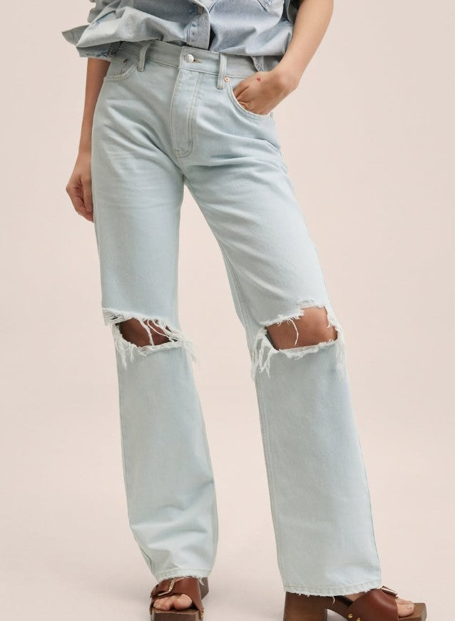 Mango - High-waist straight jeans