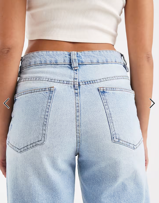 ASOS DESIGN wide leg dad jeans in lightwash with knee rips