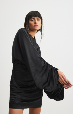 Na-kd Draped Detail Satin Dress Black