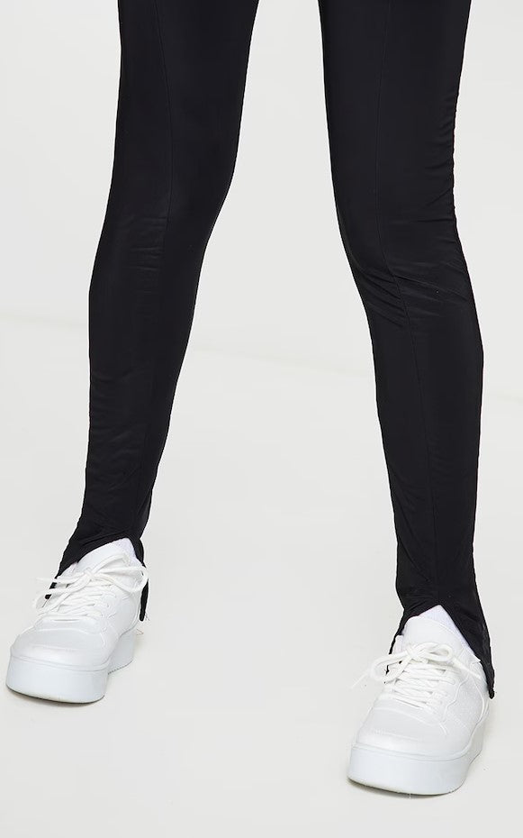 Black Slinky Split Hem Leggings