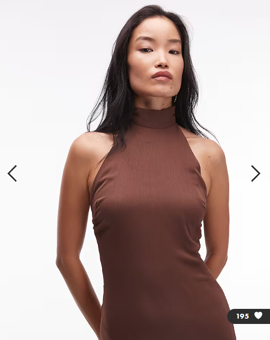 ASOS DESIGN chiffon high neck maxi dress in chocolate