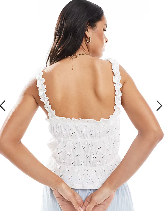 Miss Selfridge jersey broderie milkmaid top in white