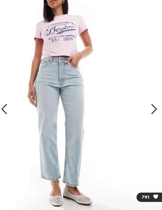 Asos - ankle grazer straight leg jeans in light blue