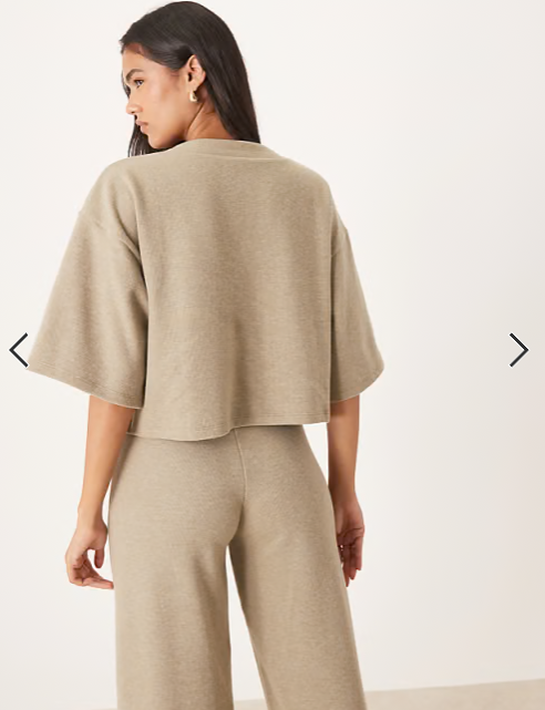 ASOS DESIGN Supersoft short sleeve cardigan in taupe marl - BEIGE