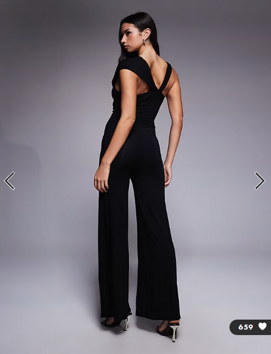 ASOS DESIGN cut out mesh panelled jumpsuit in black