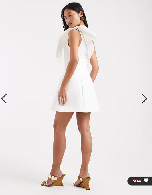 Forever New Petite Bridal exaggerated one shoulder bow structured mini dress in white