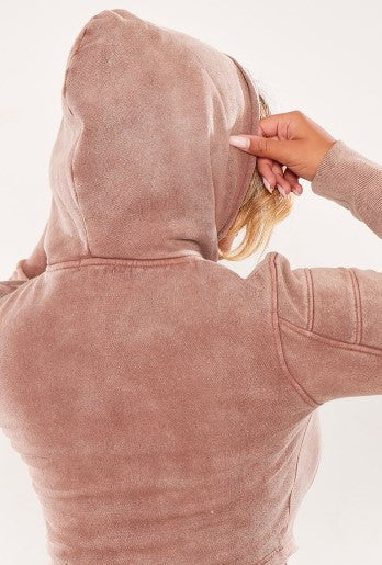 SHAPE MOCHA WASHED SWEAT CUT OUT HOODIE