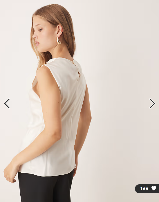 Mango satin look high neck draped sleeveless top in white