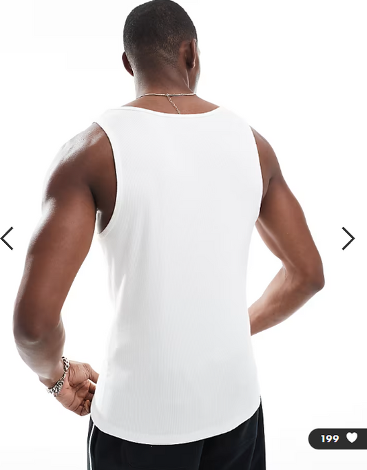 ASOS DESIGN Essentials muscle fit vest in white rib