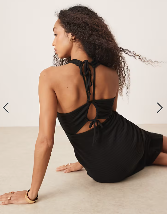 ASOS DESIGN crochet sleeveless elasticated back midi dress in black
