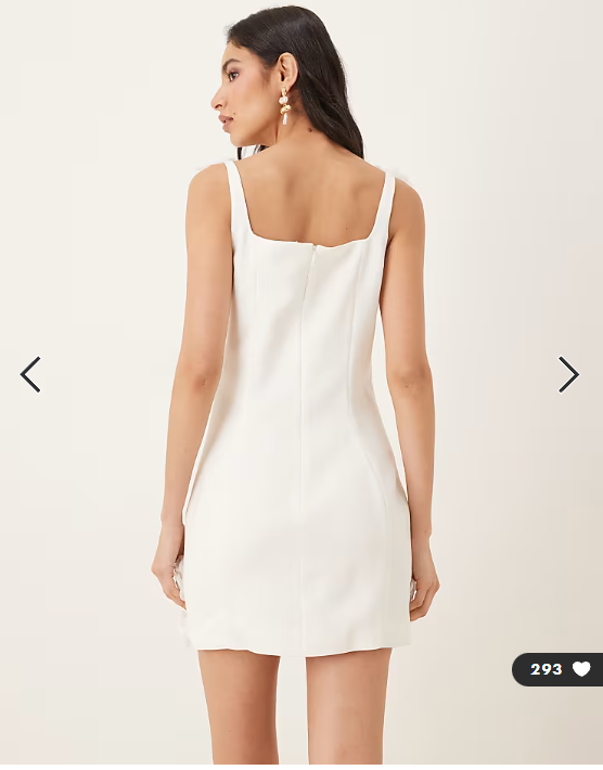 JW PEI square neck corsage applique tailored mini dress in white