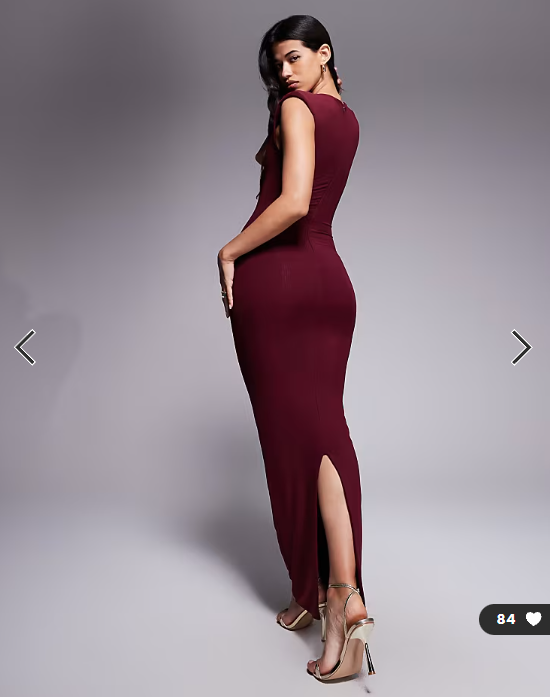 Wanderdoll Naomi sculpting sleeveless shoulder pad detail bodycon maxi dress in wine