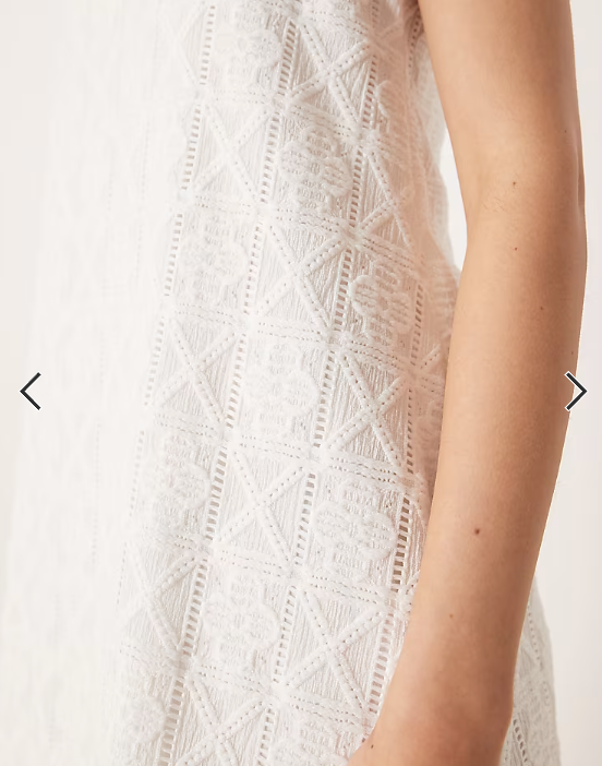 ASOS DESIGN crochet scoop trapeze swing mini dress in white