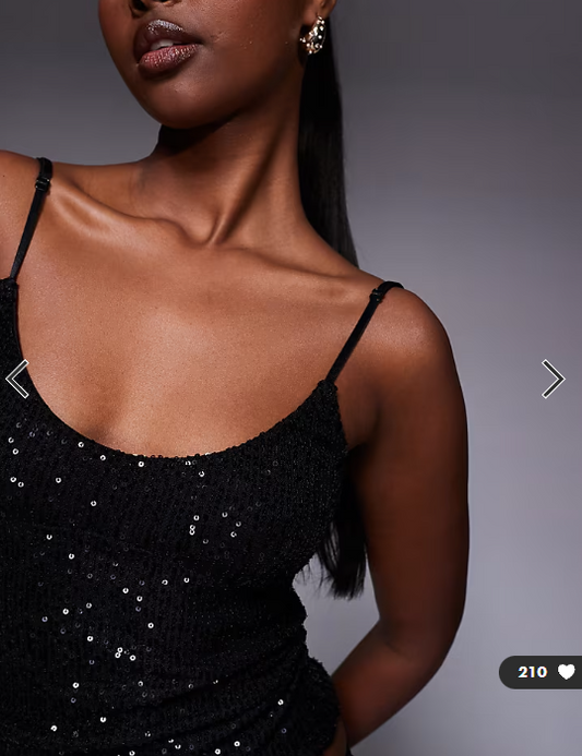 Fashionkilla exclusive sequin scoop neck cami top co-ord in black