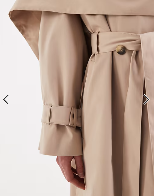 ASOS DESIGN scarf detail trench coat in stone