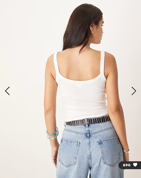 Gina Tricot rib singlet top in white