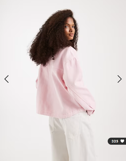 Vero Moda denim shacket with front pockets in parfait pink
