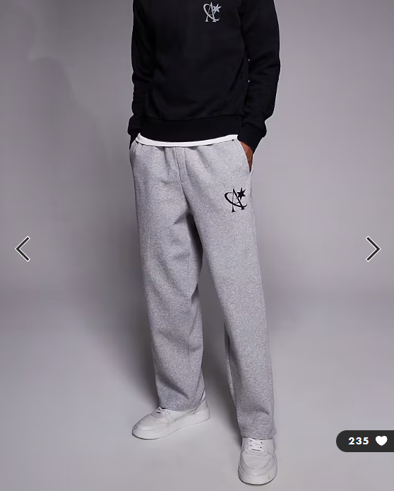 ADPT loose fit joggers with star logo in light grey