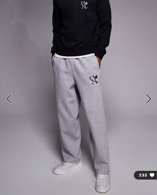 ADPT loose fit joggers with star logo in light grey
