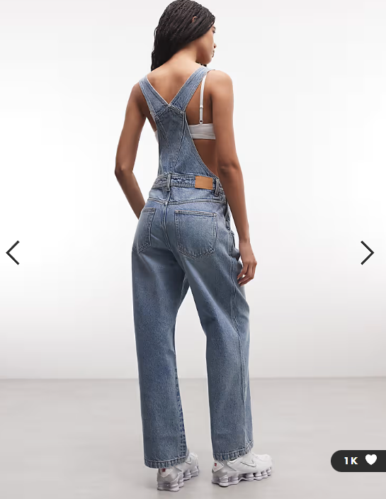 Monki 90s denim wide leg dungaree jumpsuit in light blue wash